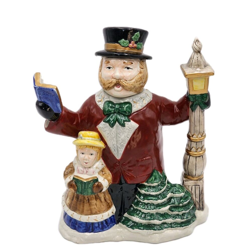 Vintage Omnibus Fitz and Floyd Christmas Carolers Figurine Lamp Post 42 oz 1993
